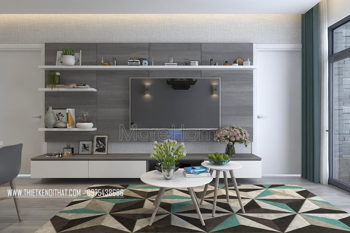 Thiết kế nội thất phòng khách chung cư Mon City Mỹ Đình Nam Từ Liêm Hn